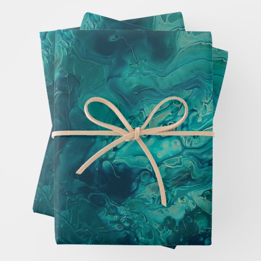 Blauwgroen acrylvezel Abstracte vloeisel Inpakpapier Vel (In situ)