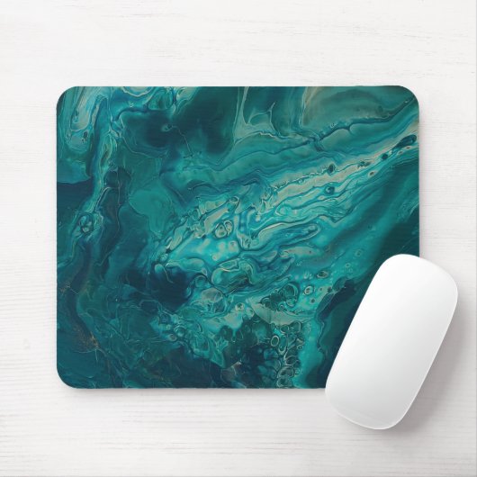 Blauwgroen acrylvezel Abstracte vloeisel Muismat (Met muis)