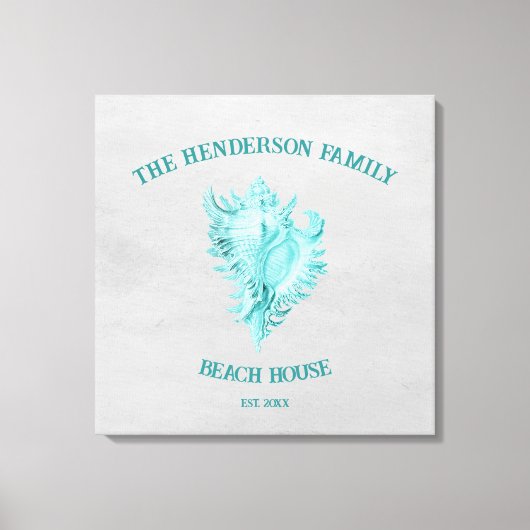 Blauwgroen afdruk van conch Shell Canvas (Voorkant)