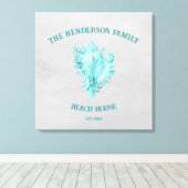 Blauwgroen afdruk van conch Shell Canvas (Insitu (Houten vloer))