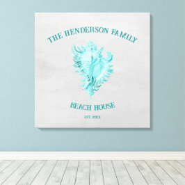 Blauwgroen afdruk van conch Shell Canvas