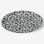 Blauwgroen afdrukken op luipaard papieren bordje (Gekanteld)