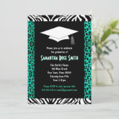 Blauwgroen afdrukken van dieren Aangepast Afstuder Kaart (Staand voorkant)