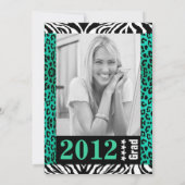 Blauwgroen afdrukken van dieren Aangepast Afstuder Kaart (Achterkant)