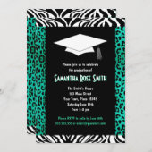 Blauwgroen afdrukken van dieren Aangepast Afstuder Kaart (Voorkant / Achterkant)