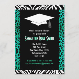 Blauwgroen afdrukken van dieren Aangepast Afstuder Kaart