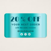 Blauwgroen afspeelkaart voor folie visitekaartje (Achterkant)