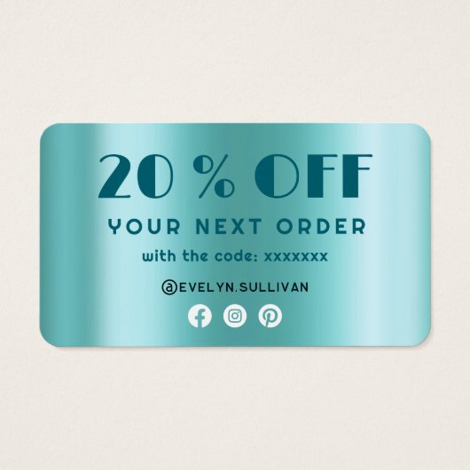 Blauwgroen afspeelkaart voor folie visitekaartje (Achterkant)