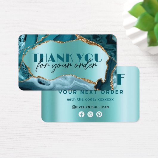 Blauwgroen afspeelkaart voor folie visitekaartje (Bureau)