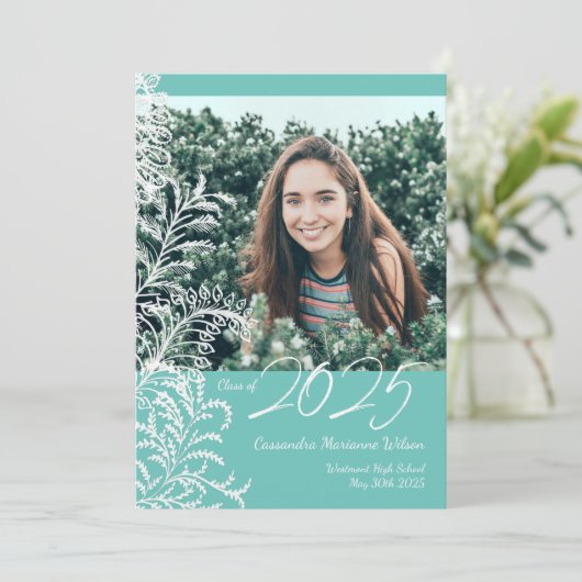 Blauwgroen Afstuderen Ferns Kaart (Staand voorkant)