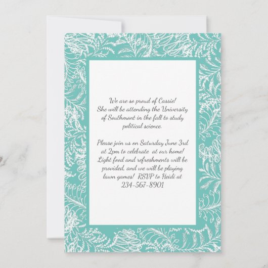 Blauwgroen Afstuderen Ferns  Kaart (Achterkant)