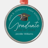 Blauwgroen Afstuderen gepersonaliseerd Afstuderen  Metalen Ornament (Voorkant)