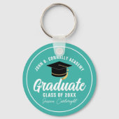 Blauwgroen Afstuderen gepersonaliseerd Afstuderen Sleutelhanger (Achterkant)
