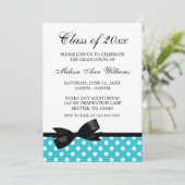 Blauwgroen Afstuderen Polka Dot Black Bow kondigin Kaart (Staand voorkant)