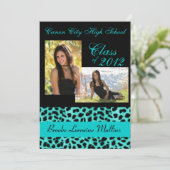 Blauwgroen afstuderen van bladluipaard kaart (Staand voorkant)