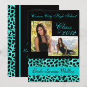 Blauwgroen afstuderen van bladluipaard kaart (Voorkant / Achterkant)