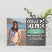 Blauwgroen afstuderen voor foto- met lint-lintbann kaart (Staand voorkant)