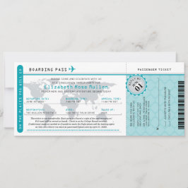 Blauwgroen Afstuderen wereldreiziger instapkaart Kaart