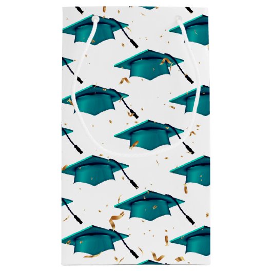 Blauwgroen afstuiknop met Confetti Klein Cadeauzakje (Achterkant)