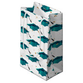 Blauwgroen afstuiknop met Confetti Klein Cadeauzakje (Voorkant Gekanteld)