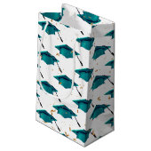 Blauwgroen afstuiknop met Confetti Klein Cadeauzakje (Achterkant Gekanteld)