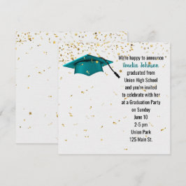 Blauwgroen afstuiknop met Gold Confetti Kaart