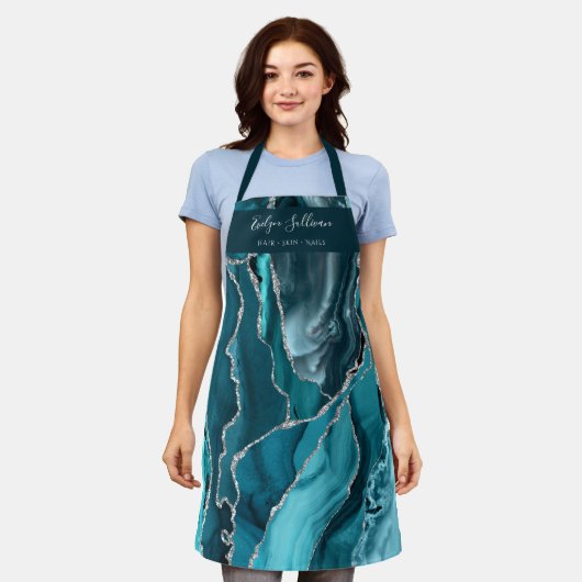 blauwgroen agaat beauty professioneel schort (Gedragen)