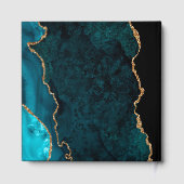 Blauwgroen agaat bruiloft goud gastenboek (Achterkant)