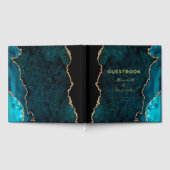 Blauwgroen agaat bruiloft goud gastenboek (Volledig)