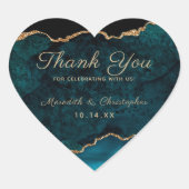 Blauwgroen Agaat Dank u Hart Sticker (Voorkant)