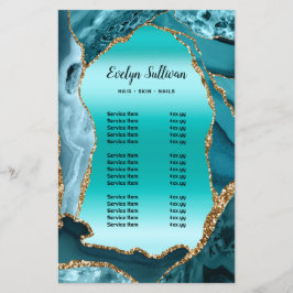 Blauwgroen Agaat Faux folie prijslijst Flyer