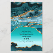 Blauwgroen Agaat Faux folie prijslijst Flyer (Achterkant)