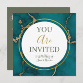 Blauwgroen Agaat Geode Gold Kintsugi Kaart (Voorkant / Achterkant)