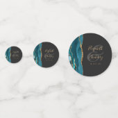 Blauwgroen Agaat Goud Glitter Foto Donker Bruiloft Confetti (Voorkanten)