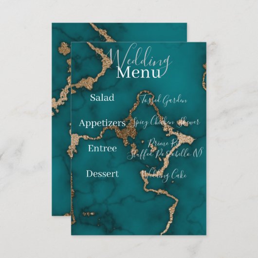 Blauwgroen Agaat Marmer Goud Kintsugi Menu Behuizi (Voorkant / Achterkant)