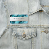 Blauwgroen Agaat Zilveren Folie Naam Tag (In situ)