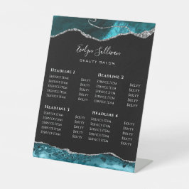 Blauwgroen Agate Beauty Salon Price List Pedestal Reclamebord Met Voetstuk