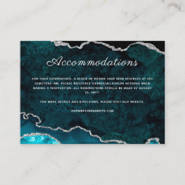 Blauwgroen Agate bruiloft accommodaties Informatiekaartje