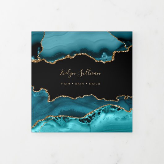 blauwgroen Agate drievoudig brochure Drieluik Kaart (Cover)