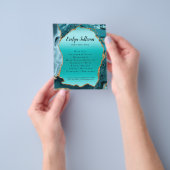 Blauwgroen Agate Faux Folie Flyer (Hand)