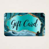 Blauwgroen Agate Faux Pearlescent Folie Cadeaukaar Visitekaartje (Voorkant)