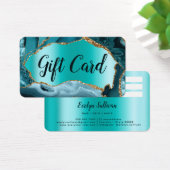 Blauwgroen Agate Faux Pearlescent Folie Cadeaukaar Visitekaartje (Bureau)