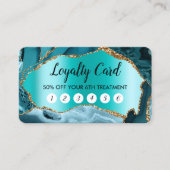 Blauwgroen Agate Faux Pearlescent Folie Loyalty-ka Visitekaartje (Voorkant)