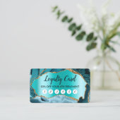 Blauwgroen Agate Faux Pearlescent Folie Loyalty-ka Visitekaartje (Staand voorkant)