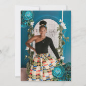 Blauwgroen Agate foto afstudeerfeest Kaart (Achterkant)