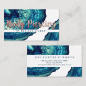 Blauwgroen Agate Geode Stone Roos Gold Body Pierci Visitekaartje (Voorkant / Achterkant)