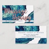 Blauwgroen Agate Geode Stone Roos Gold Massage The Visitekaartje (Voorkant / Achterkant)