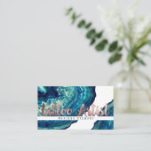 Blauwgroen Agate Geode Stone Roos Gold Tattoo Arti Visitekaartje (Staand voorkant)