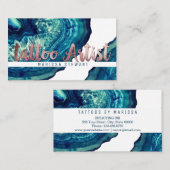 Blauwgroen Agate Geode Stone Roos Gold Tattoo Arti Visitekaartje (Voorkant / Achterkant)