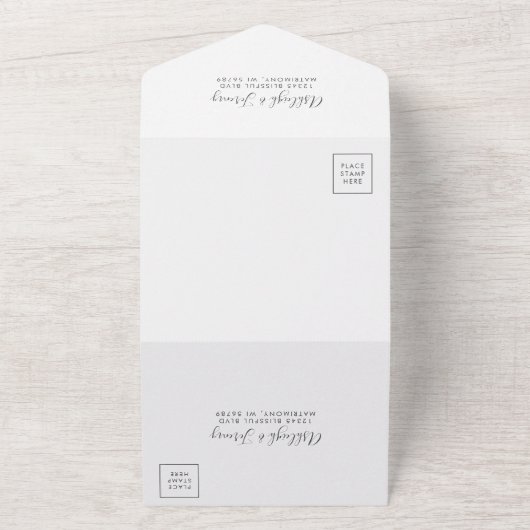 Blauwgroen Agate Gold Glitter Wedding All In One Uitnodiging (Buitenkant)